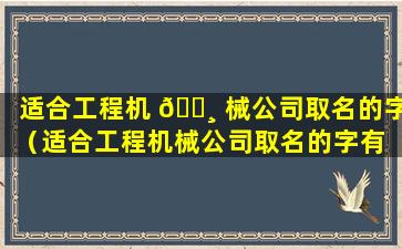 适合工程机 🌸 械公司取名的字（适合工程机械公司取名的字有 🍁 哪些）